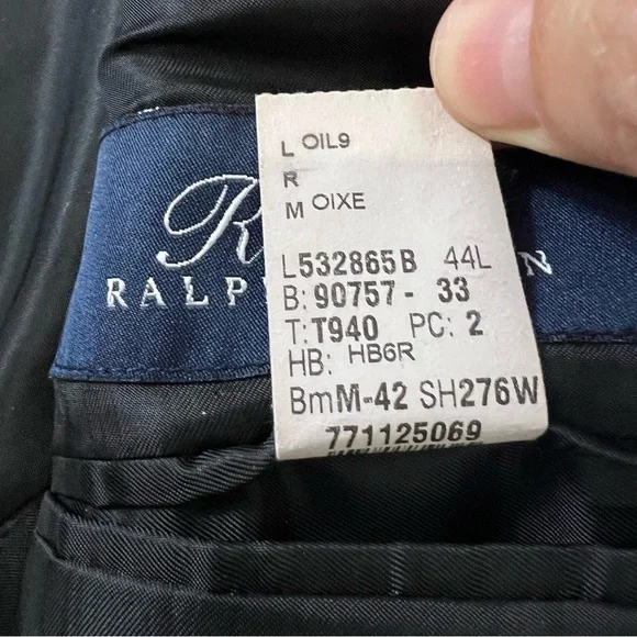 Ralph Lauren Mens Suit Jacket Sport Blazer Black Wool 44 L Golf